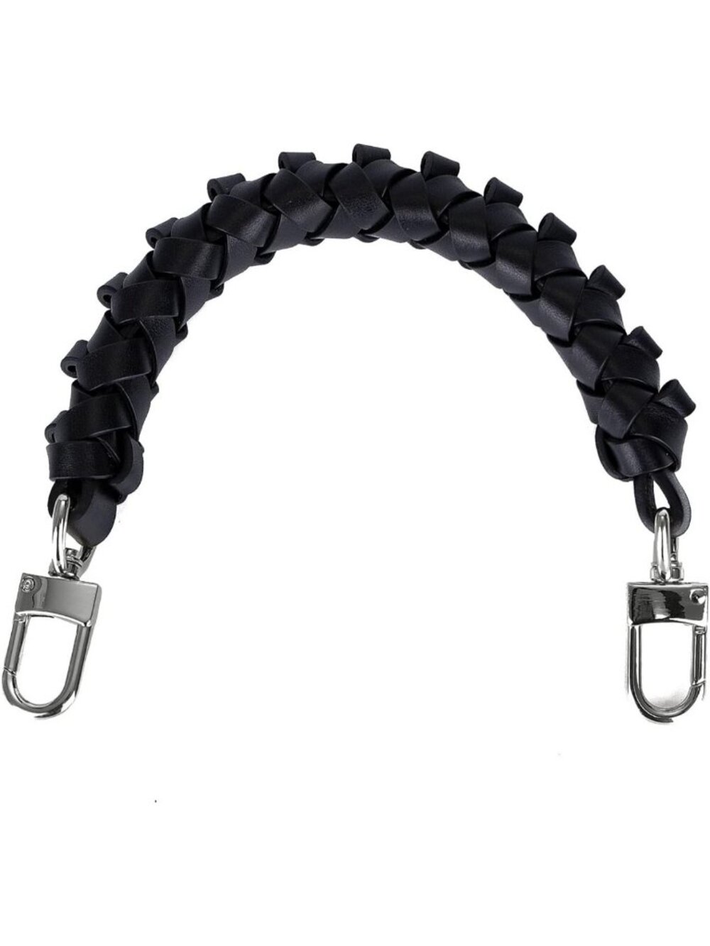 Genuine Vachetta Leather Braided Handle for Hobo Bag, 16" L, Black & Silver